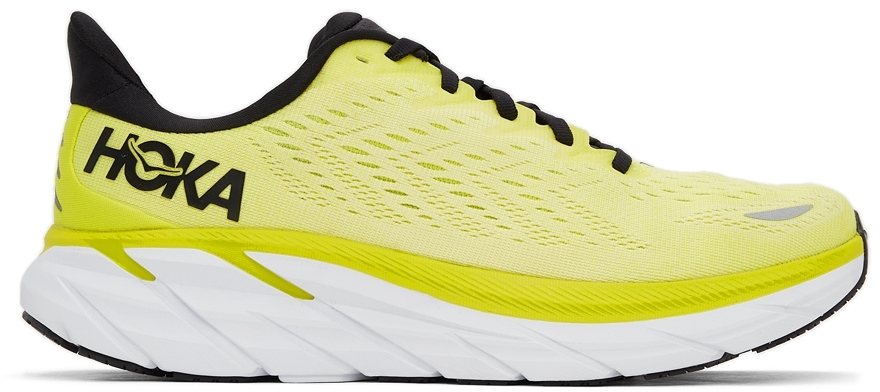 HOKA YELLOW & BLACK CLIFTON 8 SNEAKERS
