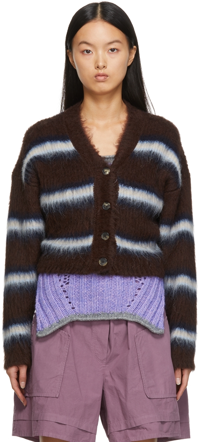 brown striped cardigan