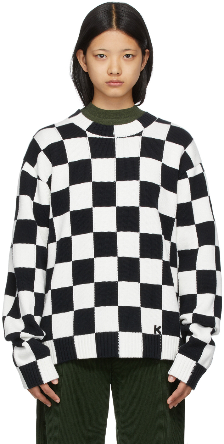 Kenzo Black \u0026 White Check Sweater In 01 