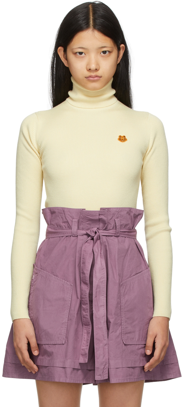 Yellow Wool Tiger Crest Turtleneck 
