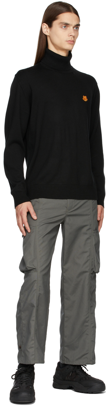 Kenzo ブラック Tiger Crest タートルネック セーター