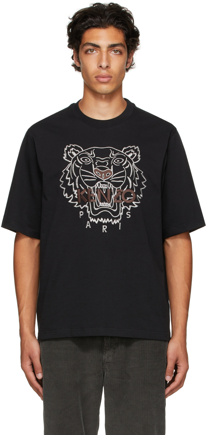 Kenzo Black Loose-Fit Tiger T-Shirt | Smart Closet