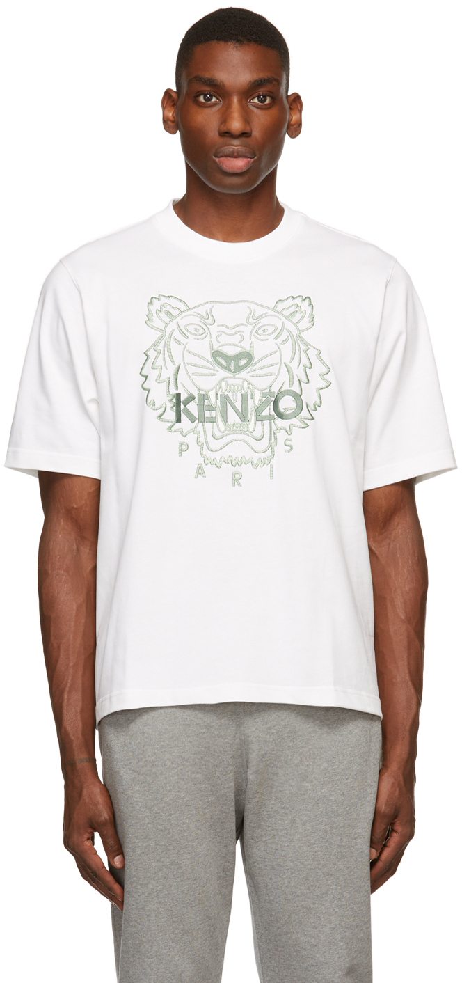 Kenzo White Loose-Fit Tiger T-Shirt