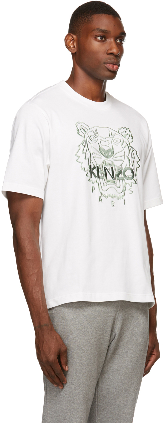 KENZO Tiger Embroidered Crewneck T-shirt in Black for Men