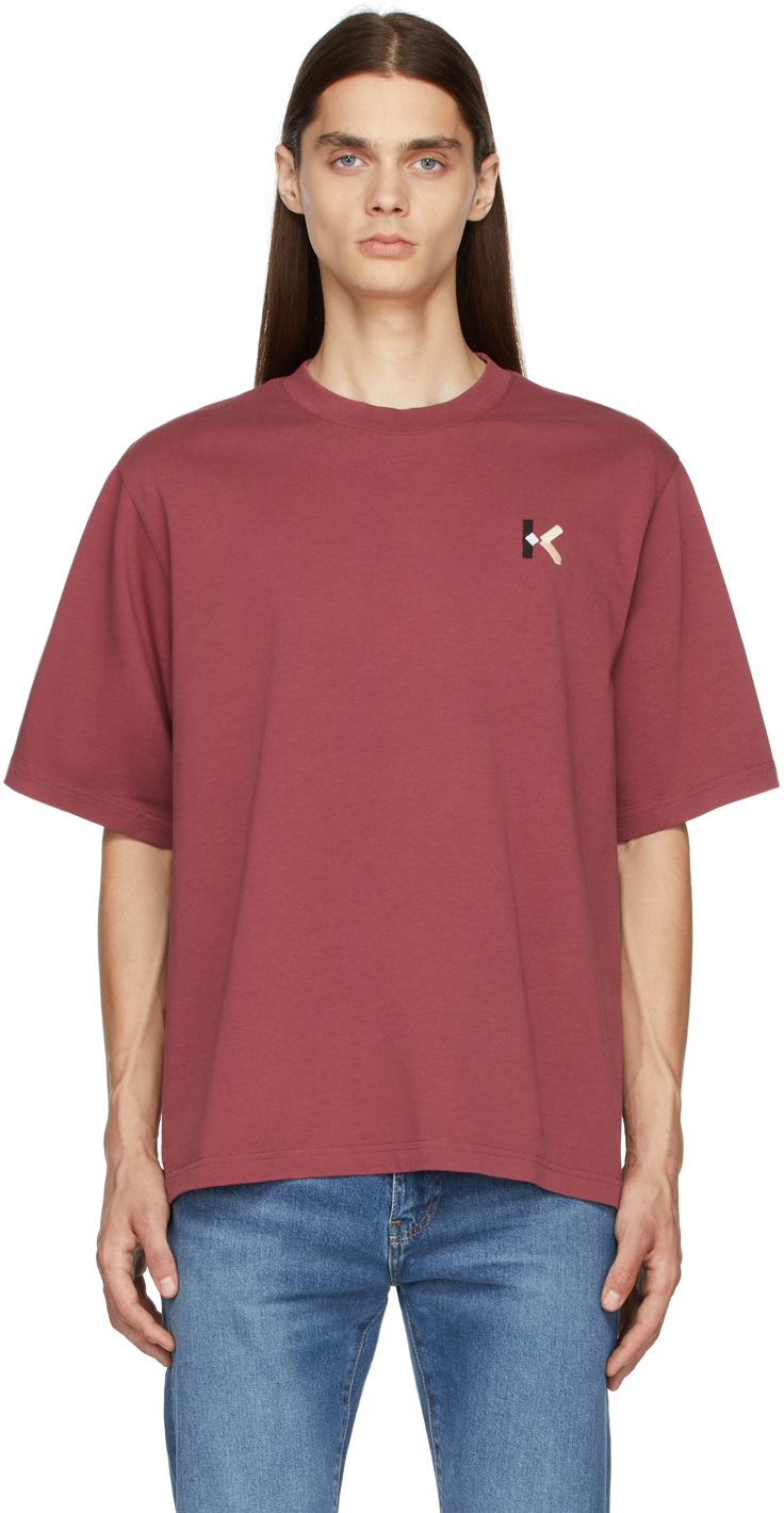 Kenzo Burgundy Loose-Fit K-Logo T-Shirt