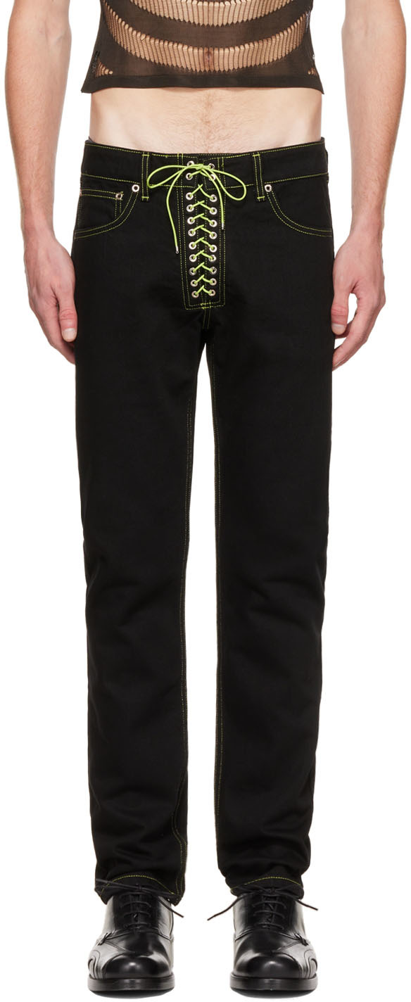 Ludovic de Saint Sernin Black Lace-Up Jeans