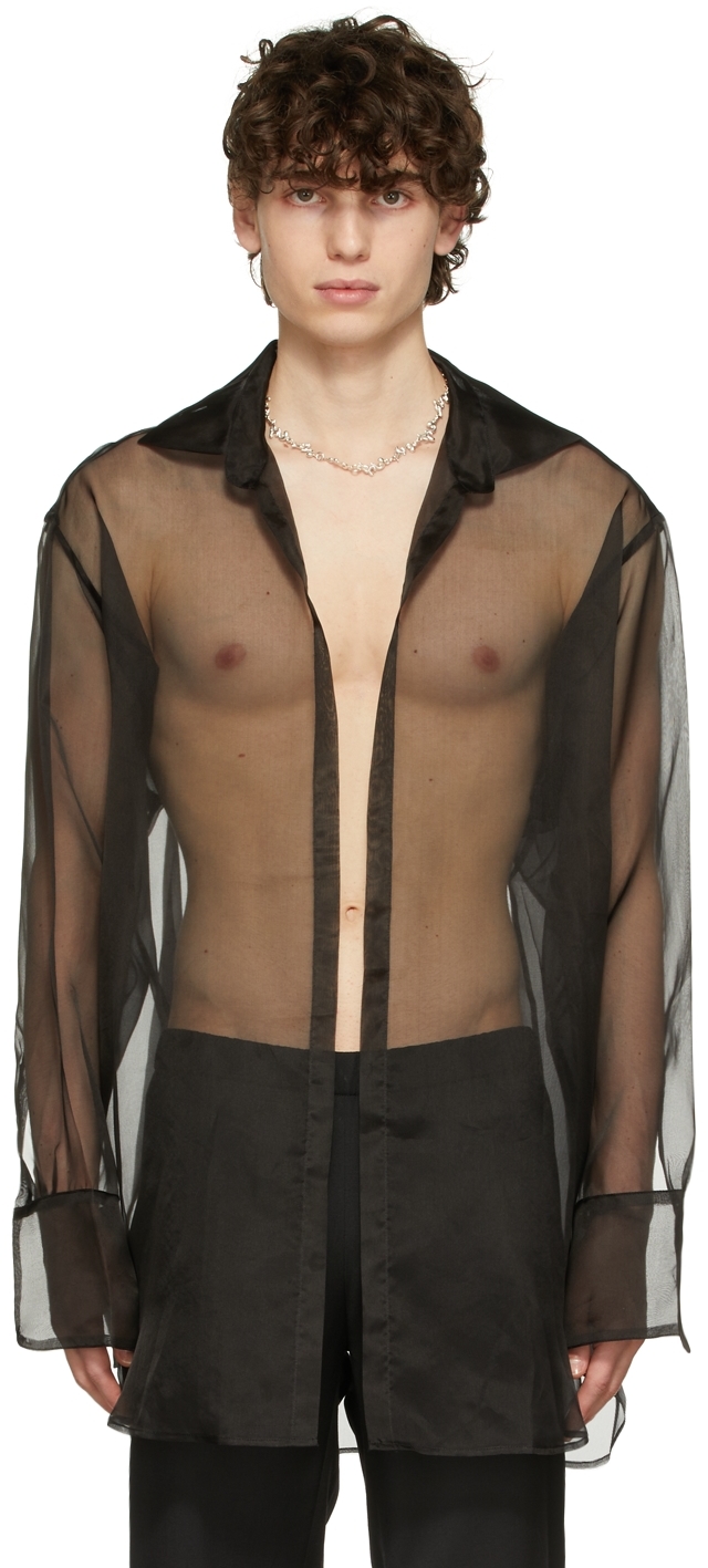 Ludovic de Saint Sernin SSENSE Exclusive Black Silk Go To Shirt