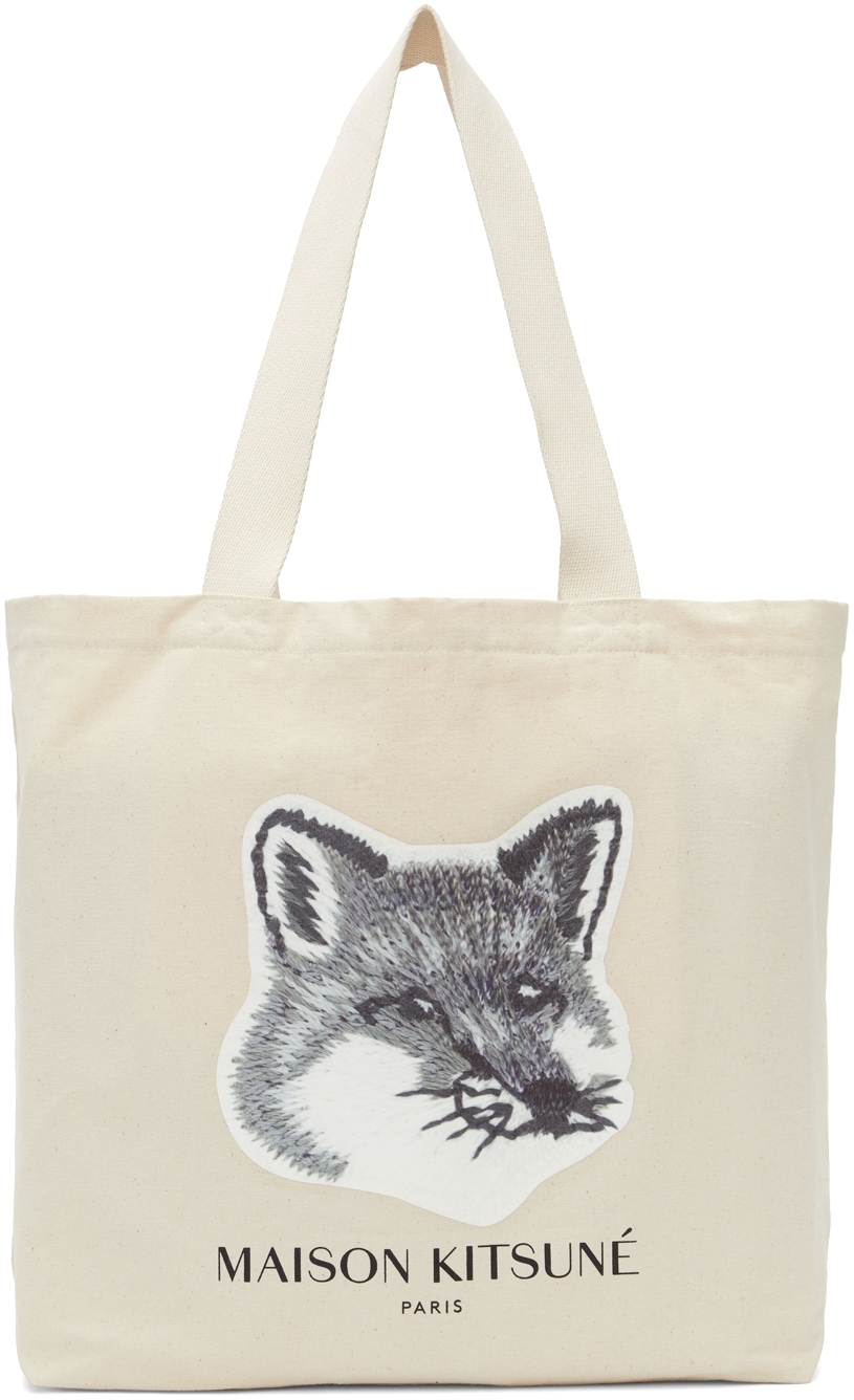 Maison Kitsuné: SSENSE Exclusive Off-White Fox Head Tote | SSENSE