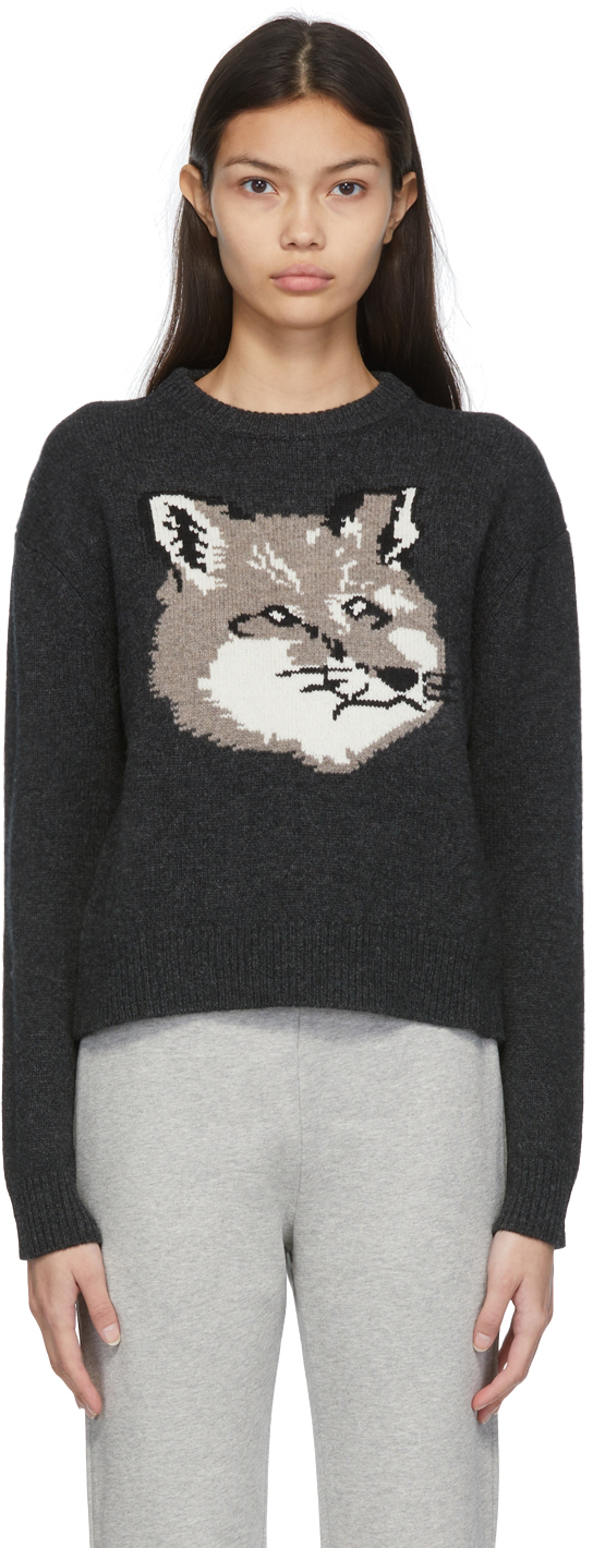 SSENSE Exclusive Grey Big Fox Head Sweater