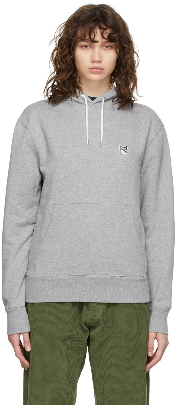 Maison Kitsuné Grey Fox Head Patch Hoodie | Smart Closet