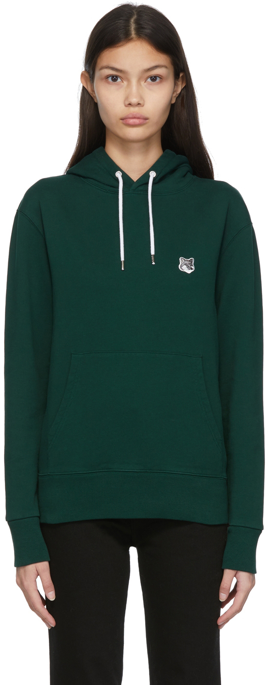 Maison Kitsuné: Green Fox Head Patch Hoodie | SSENSE Canada