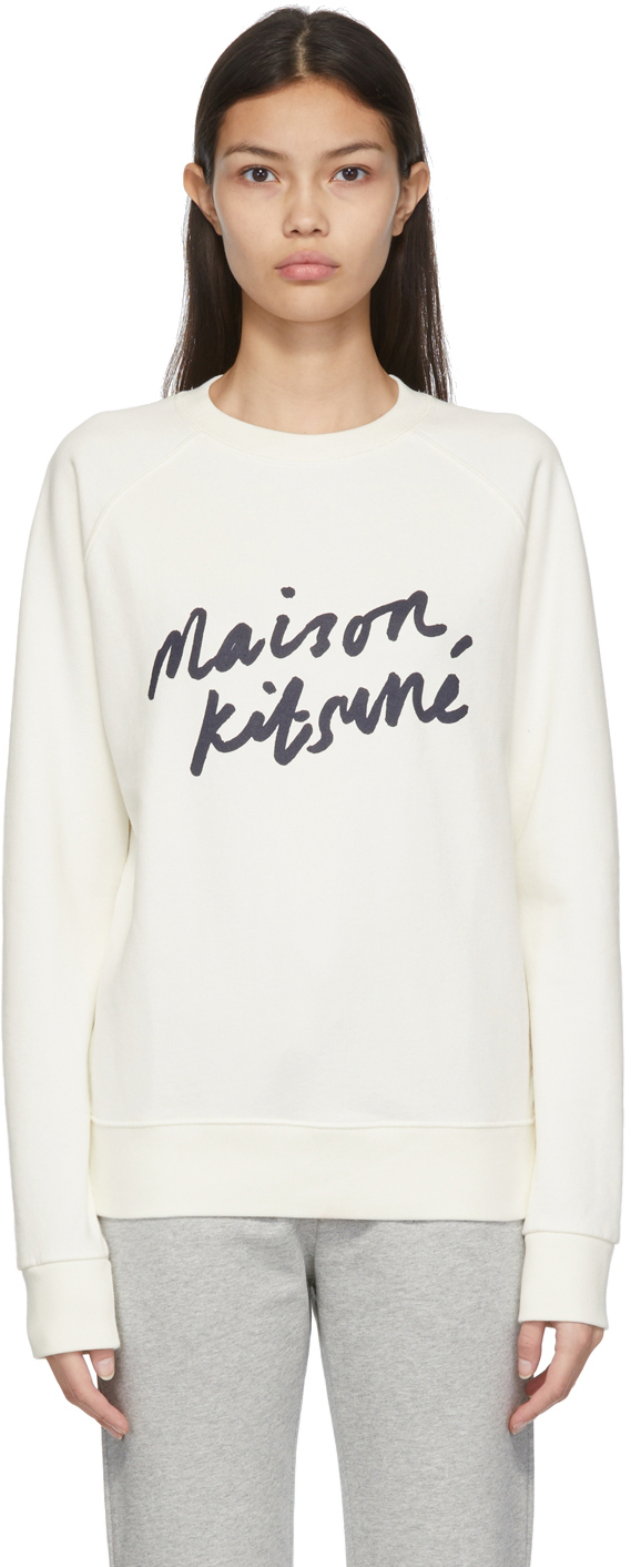 Maison Kitsuné: Off-White Handwriting Clean Sweatshirt | SSENSE