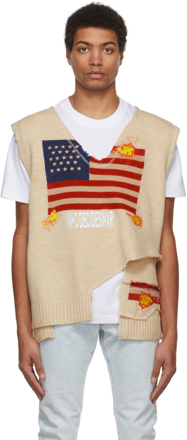 Who Decides War by MRDR BRVDO SSENSE Exclusive Off-White L'Ardeur Layered Sweater Vest
