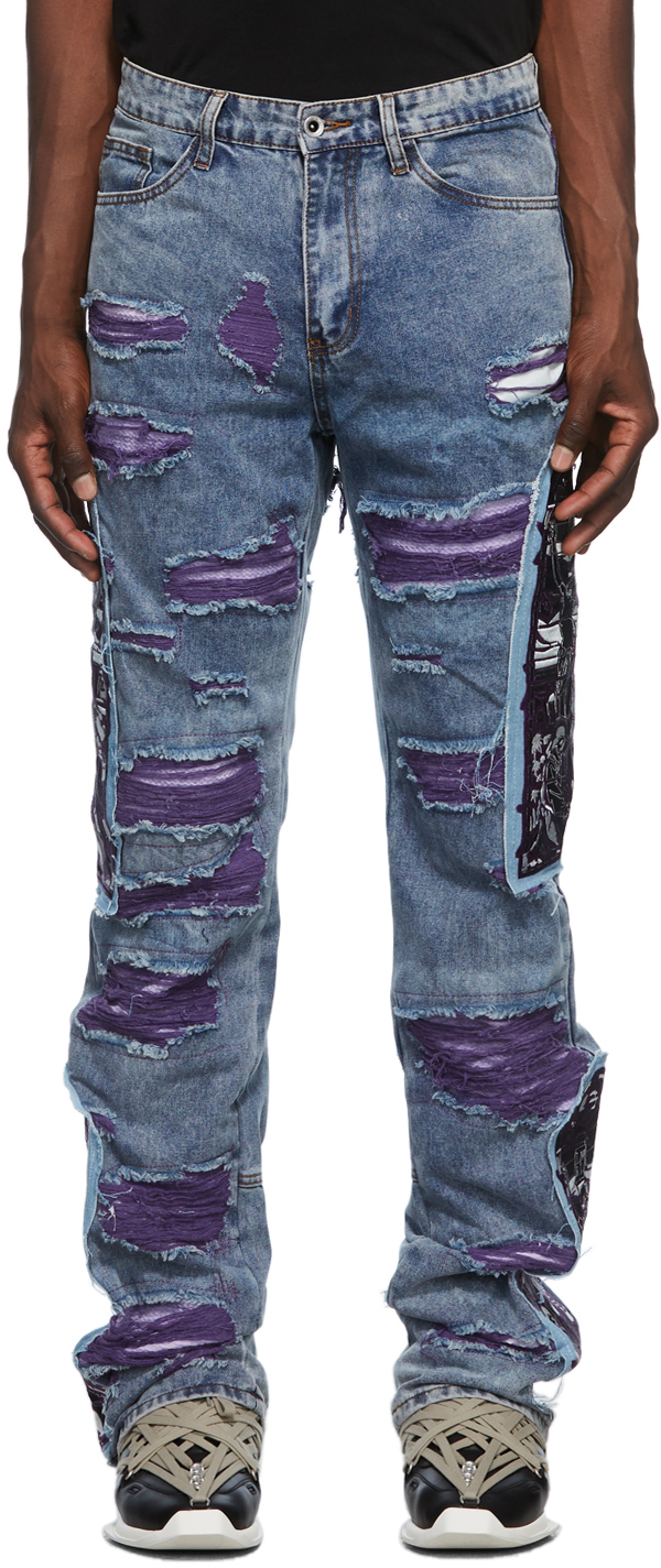Who Decides War: Blue Violet Fusion Jeans | SSENSE