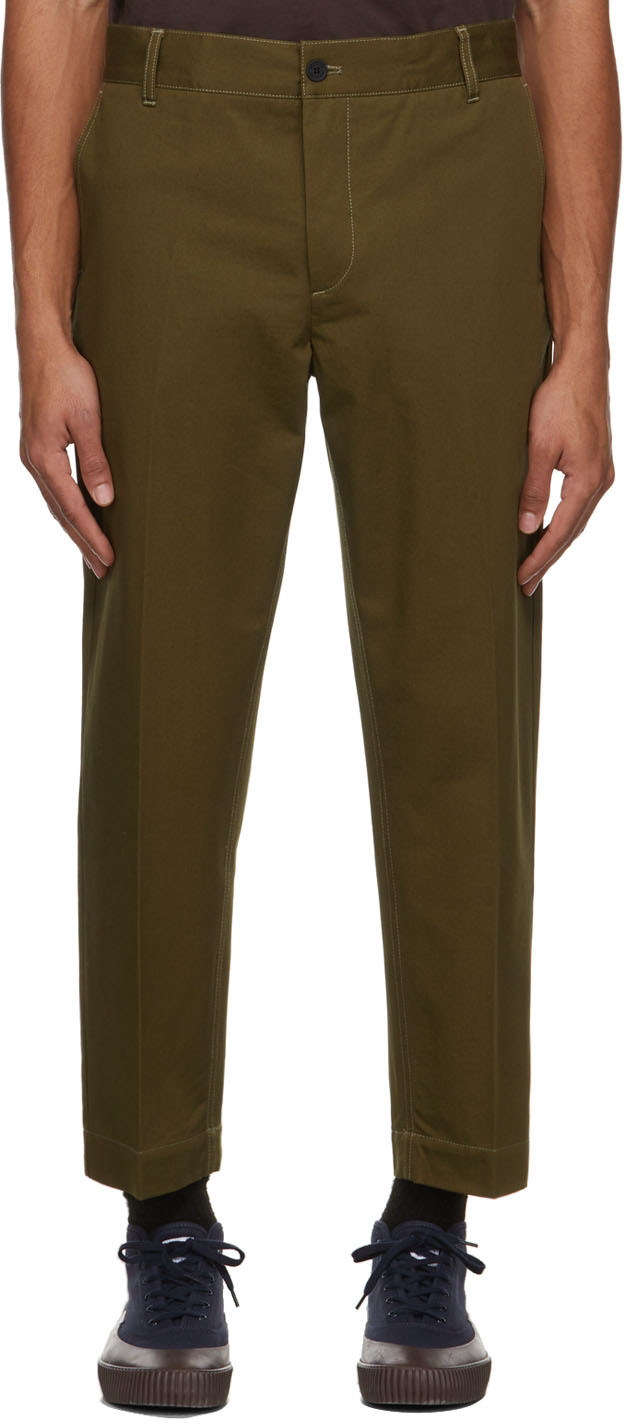 Khaki Carrot Trousers by Maison Kitsuné 