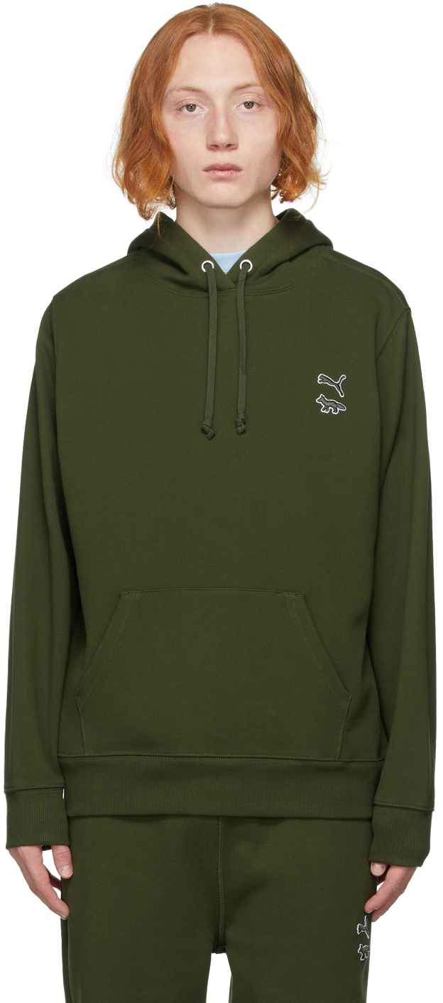 Maison Kitsuné: Green Puma Edition Logo Hoodie | SSENSE UK