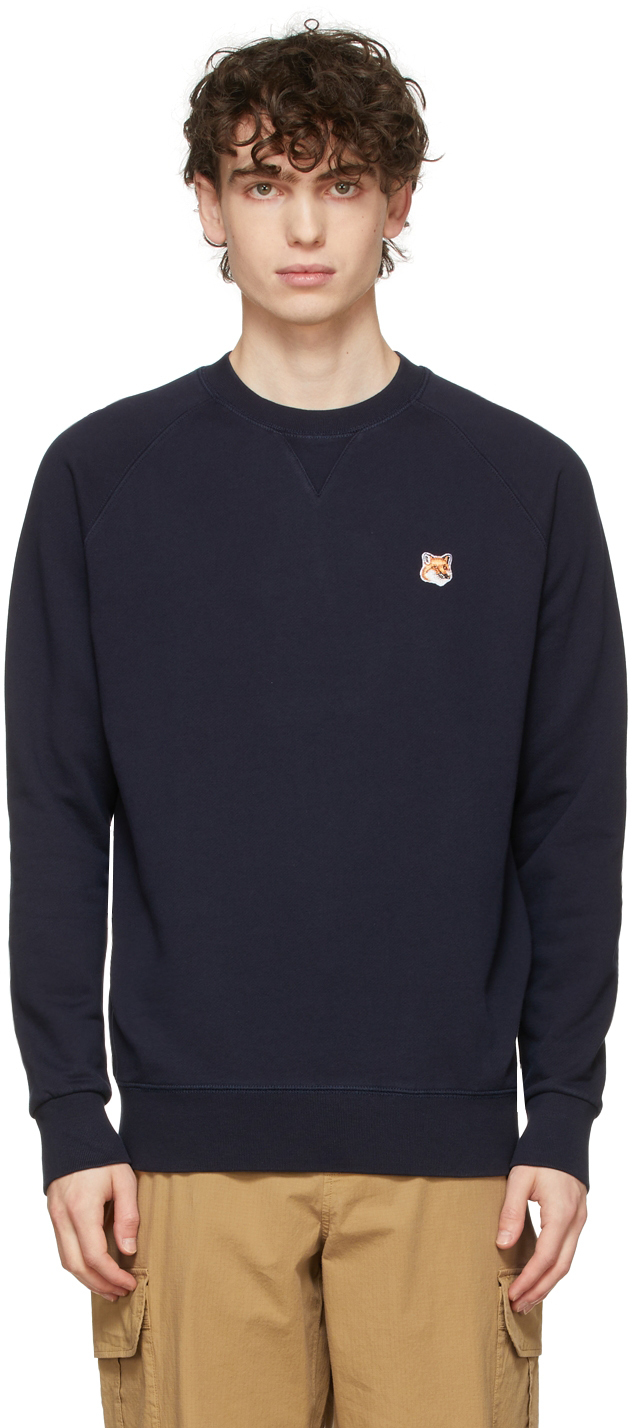 Maison Kitsuné Navy Fox Head Patch Sweatshirt | Smart Closet