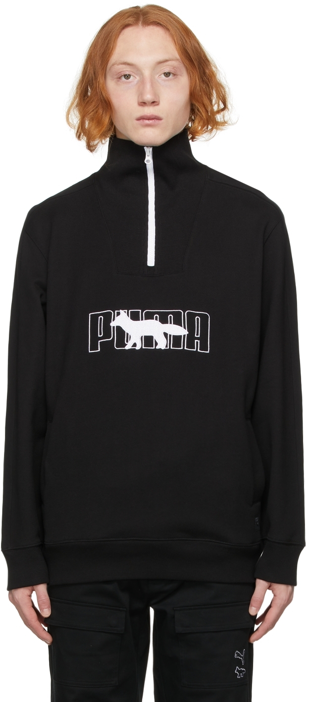 Maison Kitsuné Black Puma Edition Half-Zip Sweatshirt | Smart Closet