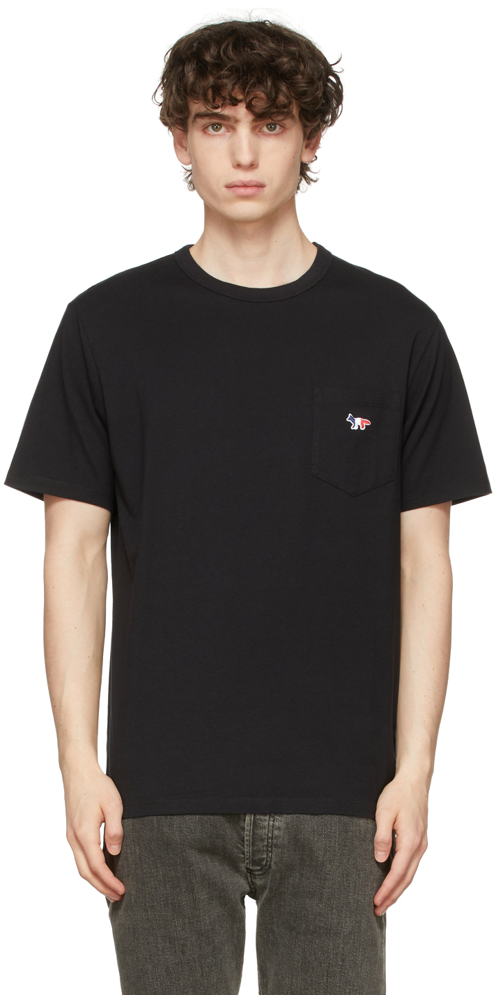 Black Tricolor Fox Patch Pocket T-Shirt