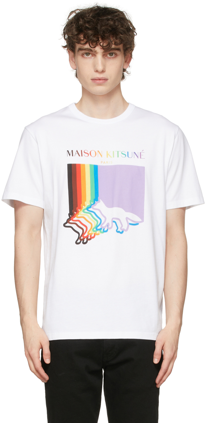 Maison Kitsuné ホワイト Fox プリント T シャツ