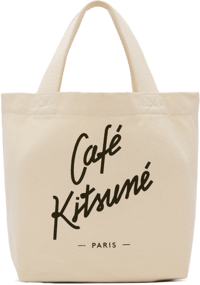 Maison Kitsuné Off-white 'café Kitsuné' Mini Tote In Lt Latte