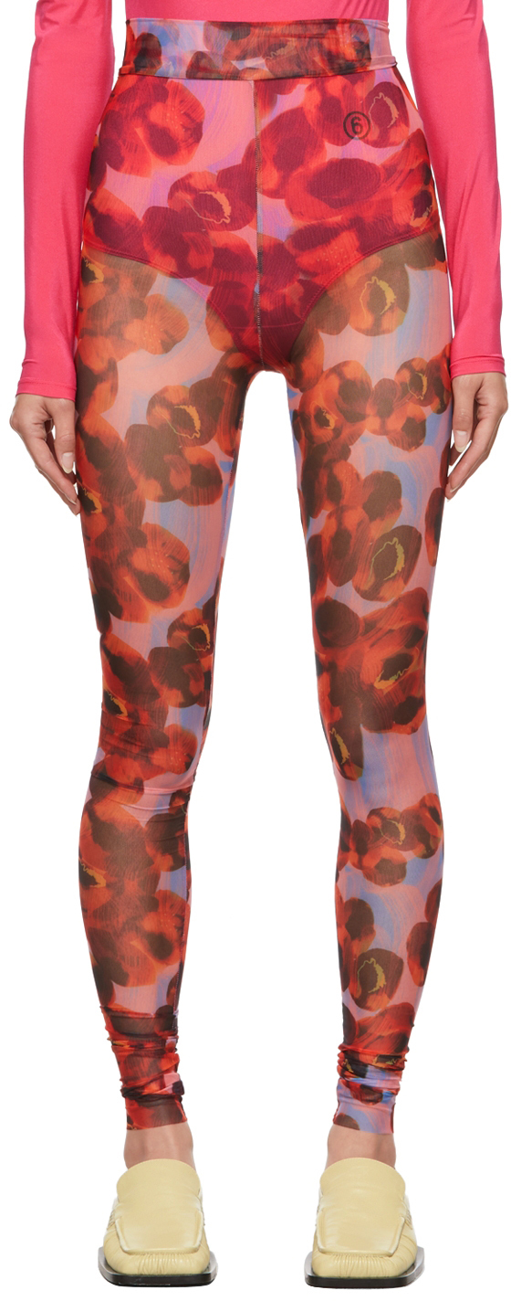 Orange Mesh Pollen Leggings by Henrik 