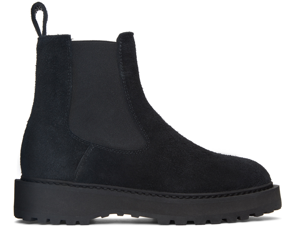 Black Suede Alberone Desert Oasis Chelsea Boots by Diemme on Sale