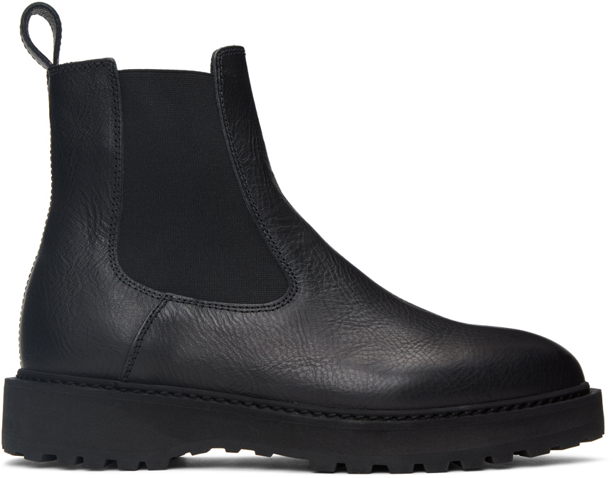 Black Leather Alberone Chelsea Boots by Diemme on Sale