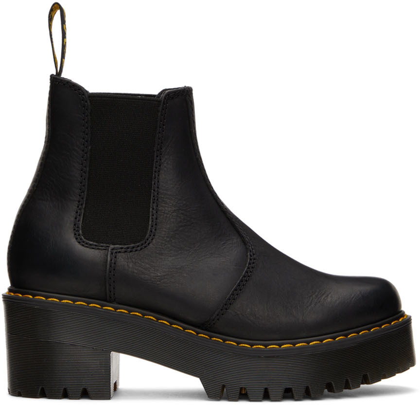 shiny black platform doc martens