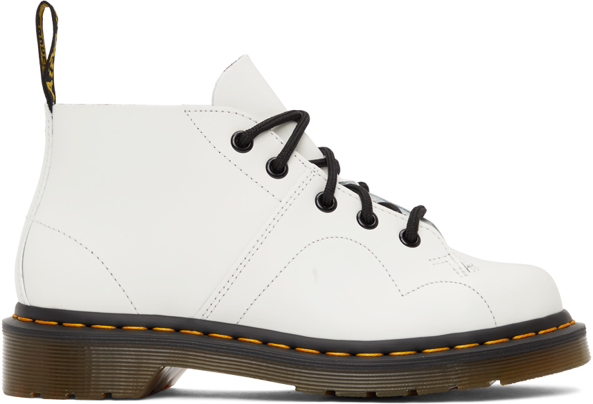 Dr. Martens White Leather Church Monkey Boots