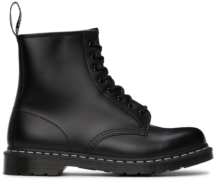 Black Smooth 1460 Contrast Stitch Boots 