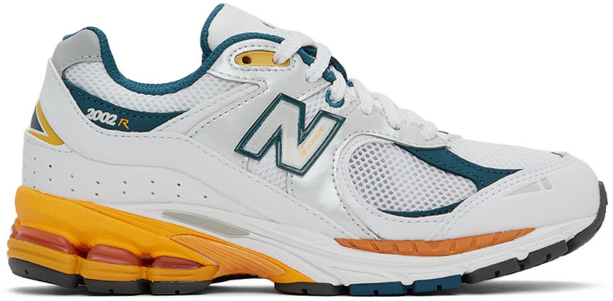 New Balance White & Blue 2002R Sneakers