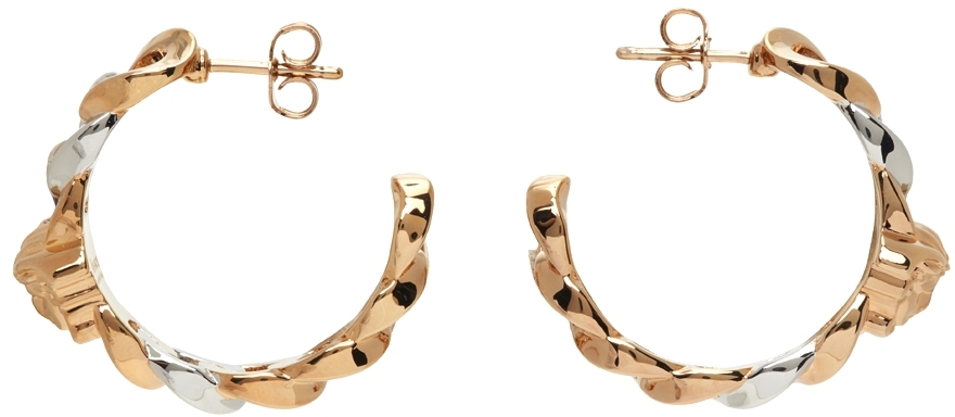Versace Silver & Gold Medusa Chain Earrings