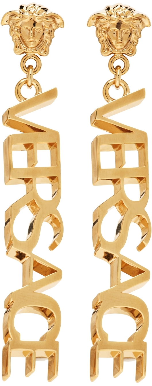 Versace Medusa Logo Drop Earrings in Gold Metallic Womens Jewellery - Save 23% 