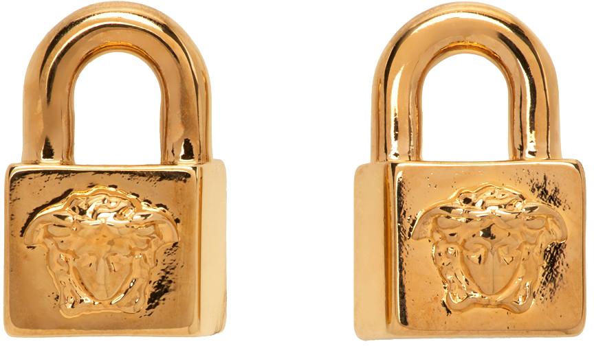Versace Gold Padlock Earrings