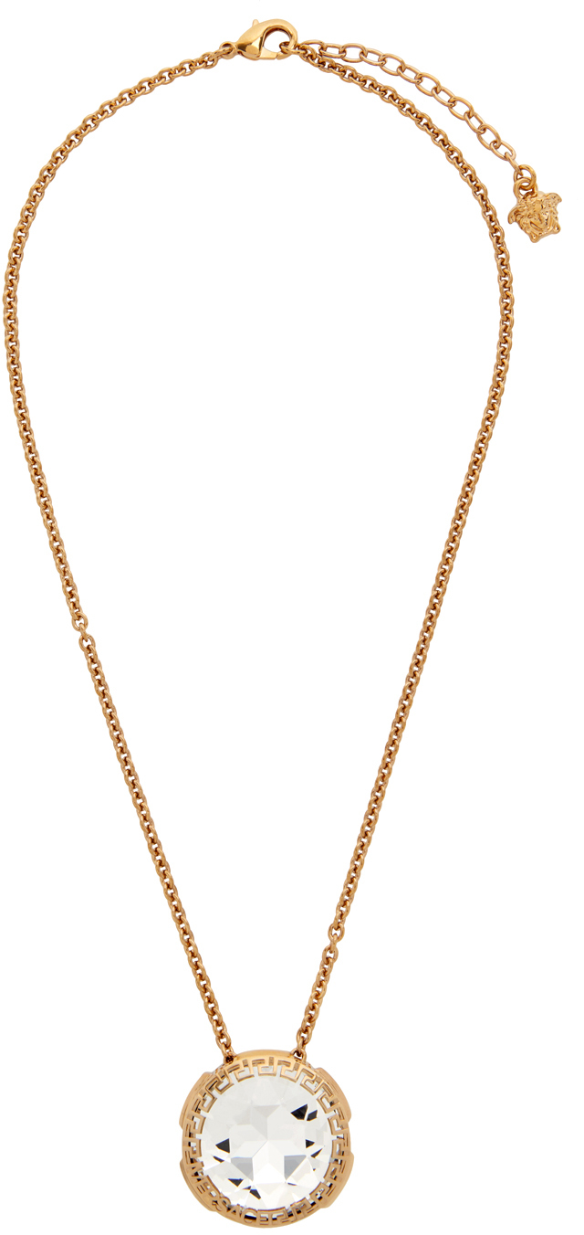Versace Gold Crystal Pendant Necklace 