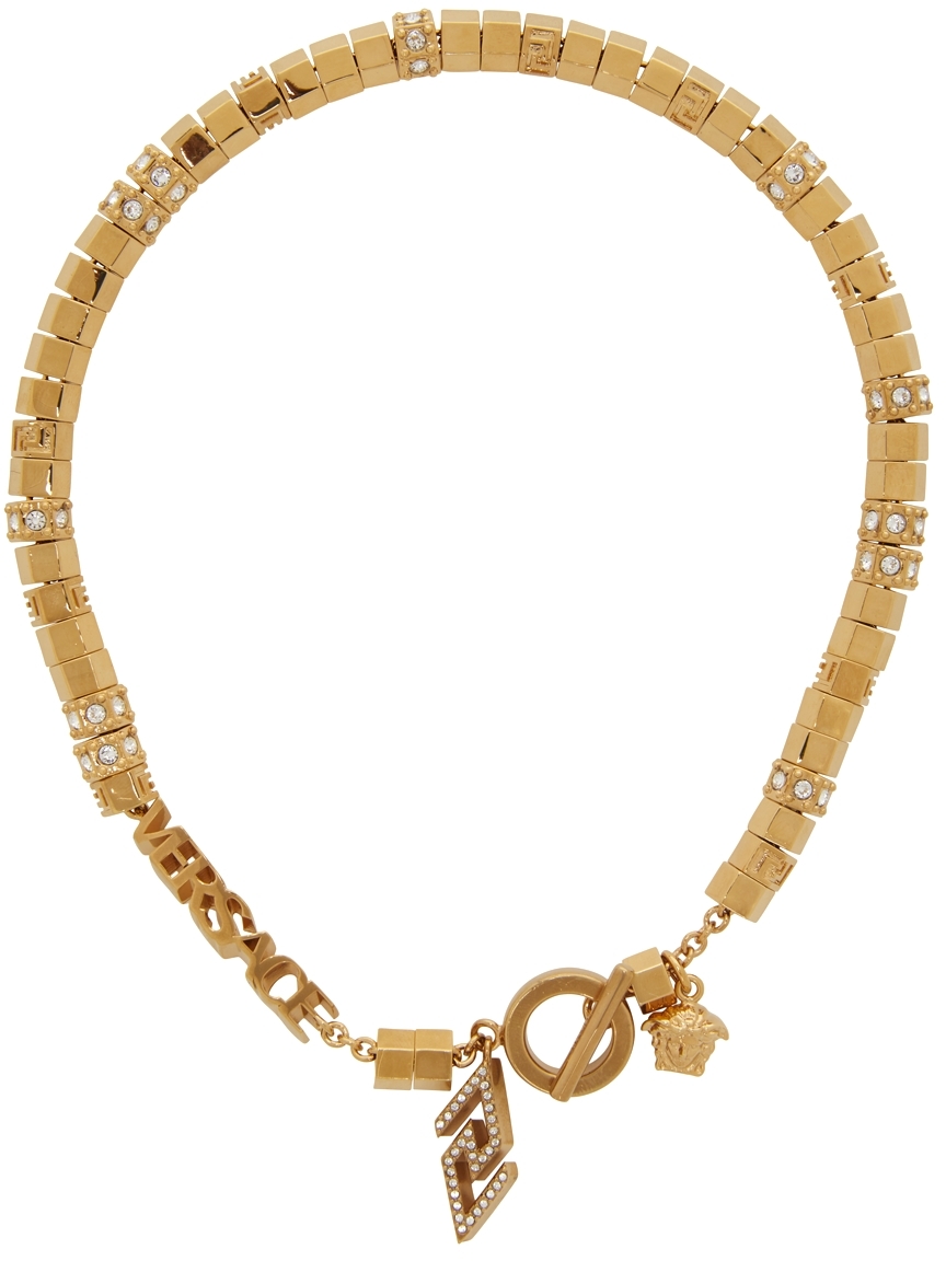 Versace Gold Toggle Beaded Necklace