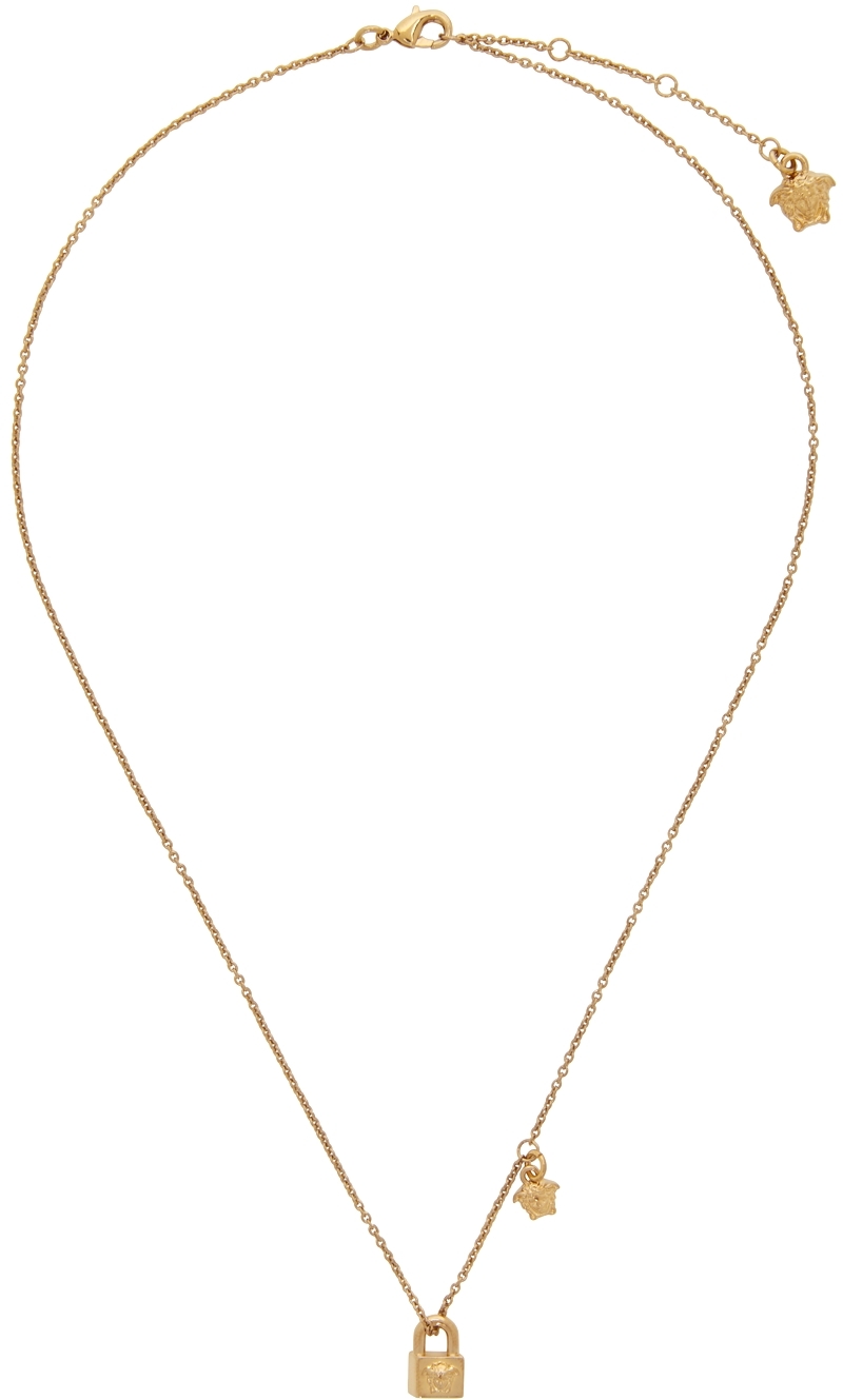 Versace: Gold Padlock Medusa Charm Necklace | SSENSE