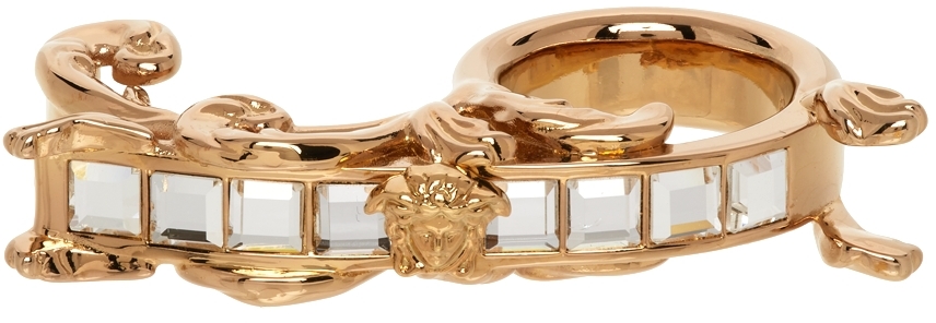 Versace Gold Crystal Double Ring