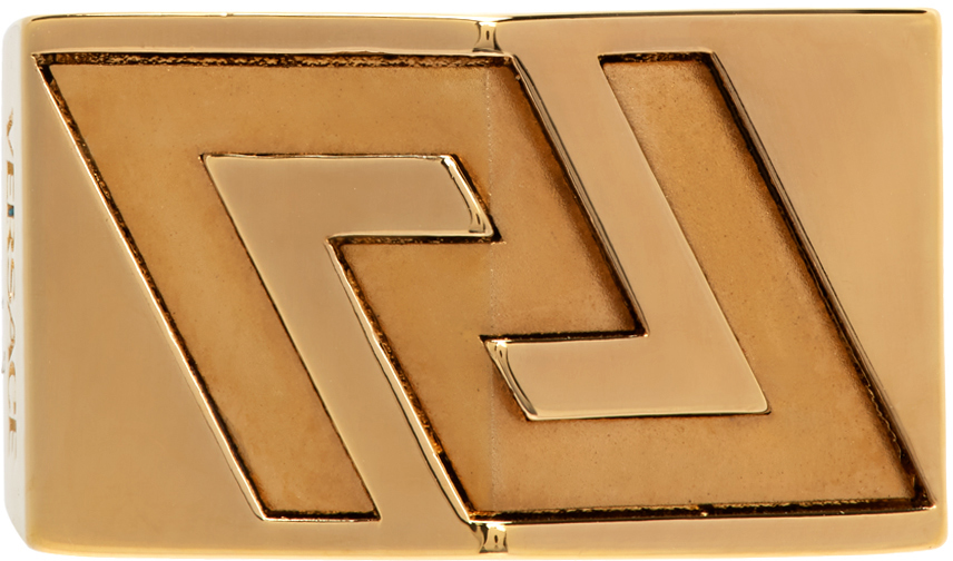 Versace Gold Logo Debossed Ring