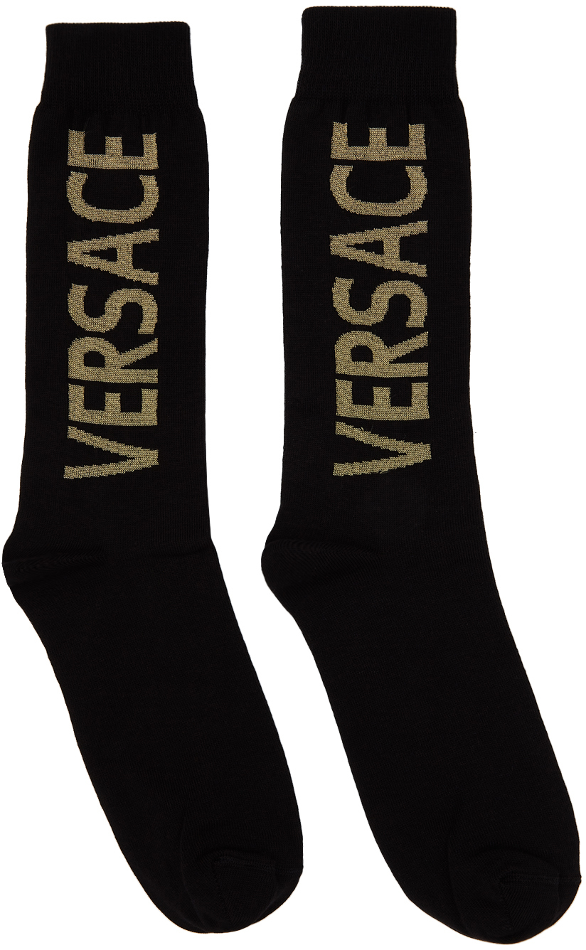 Black & Gold Long Logo Socks