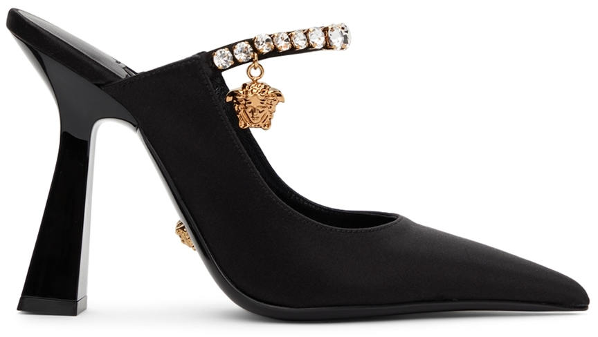 Versace Black Satin Artifact Heels