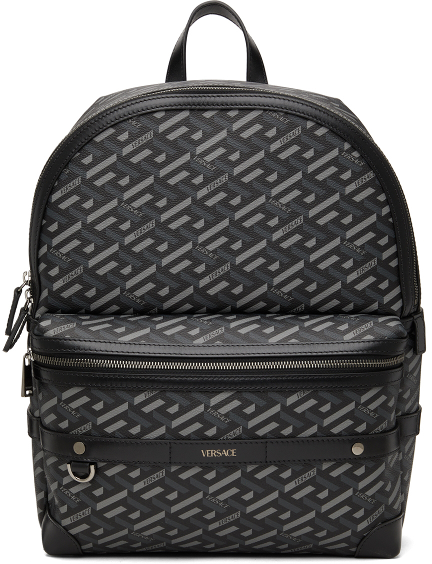 Versace: Grey La Greca Signature Backpack | SSENSE Canada