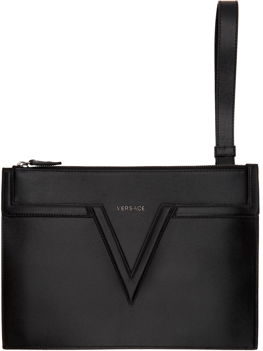 Versace Black Leather V Pouch