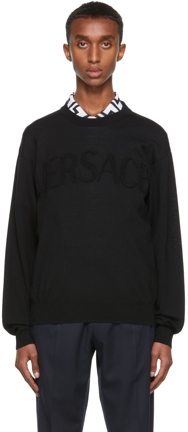 Versace Black Embroidered Logo Sweater