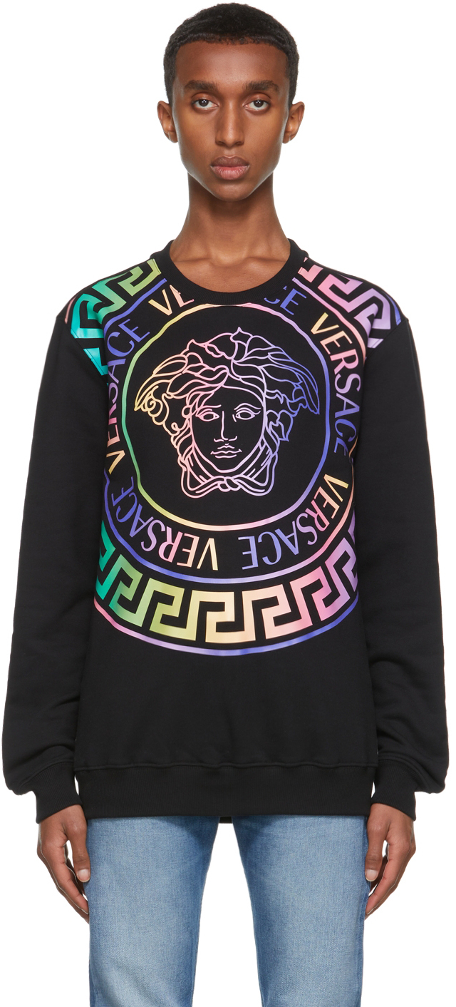 Versace Black & Multicolor Medusa Logo Sweatshirt