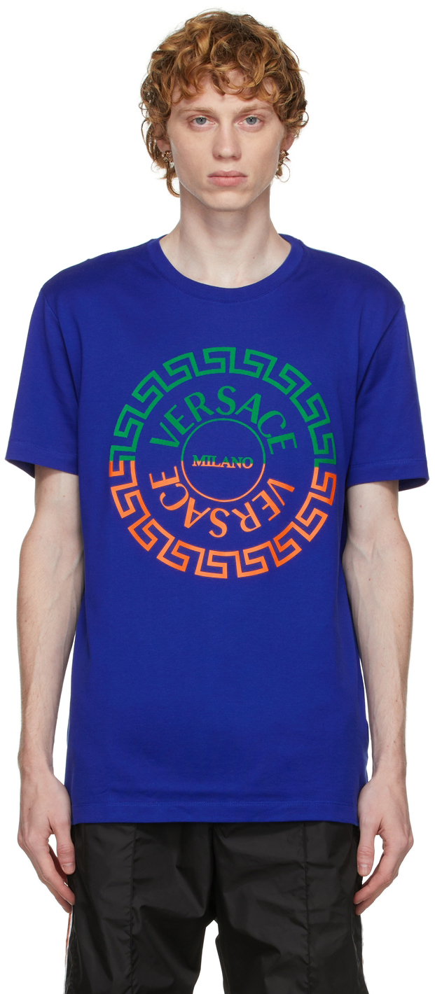 Versace Blue Greca Logo T-Shirt