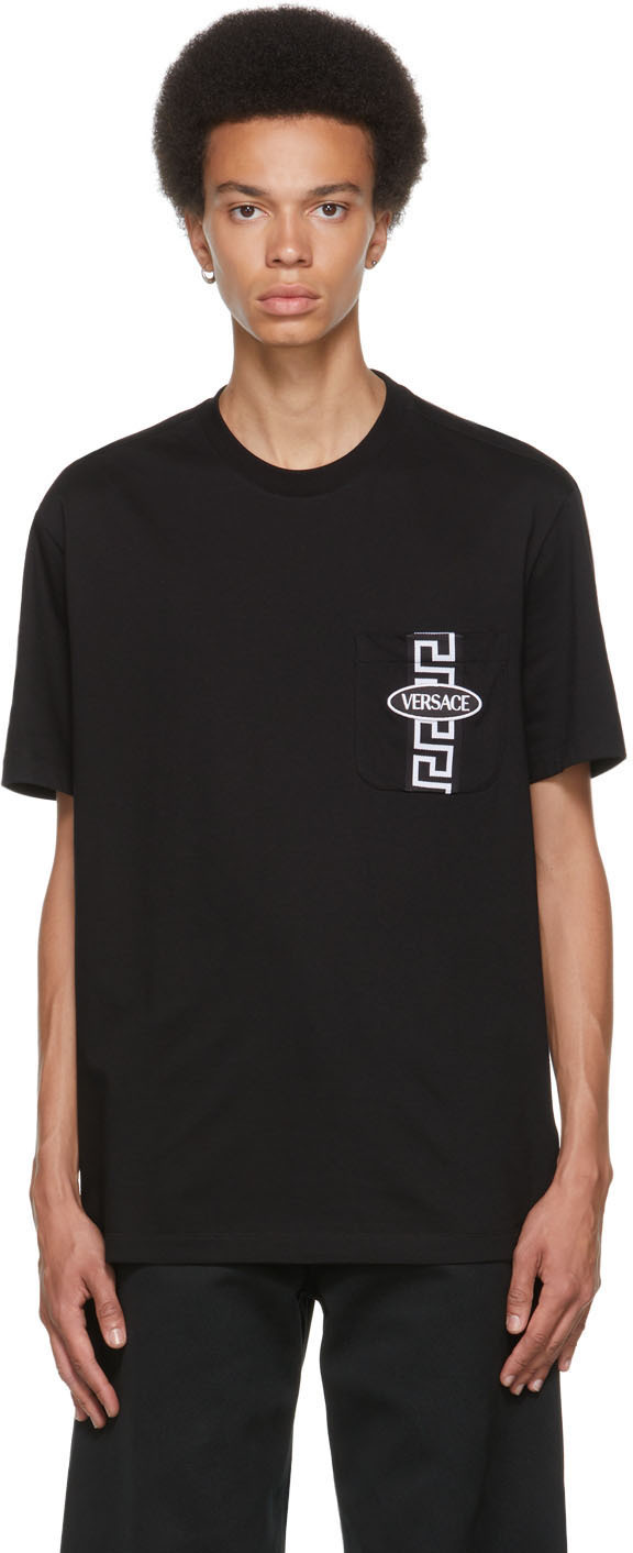 Versace Black Greca Chest Pocket T-Shirt
