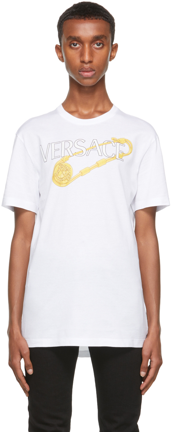 Versace: White Safety Pin T-Shirt | SSENSE