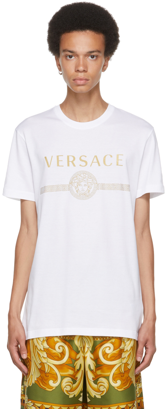 Vooruitzicht vergeven Interactie Versace White & Gold Medusa Logo T-Shirt | Smart Closet